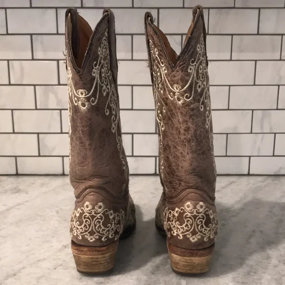 Corral Boots Girls Size 2.5 Teen Brown Leather Embroidered Western Boho Cowgirl - Picture 6 of 12